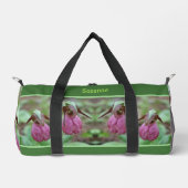 Pink Lady Slipper Orchid Blume Personalisiert Duffle Bag (Vorderseite)