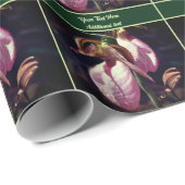 Pink Lady Slipper Orchid Blume Personalisiert Geschenkpapier (Rolleneckpunkt)