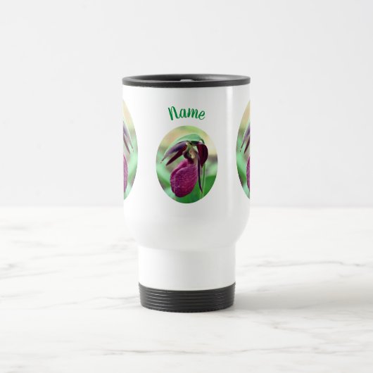 Pink Lady Slipper Orchid Blume Personalisiert Reisebecher (Mittel)