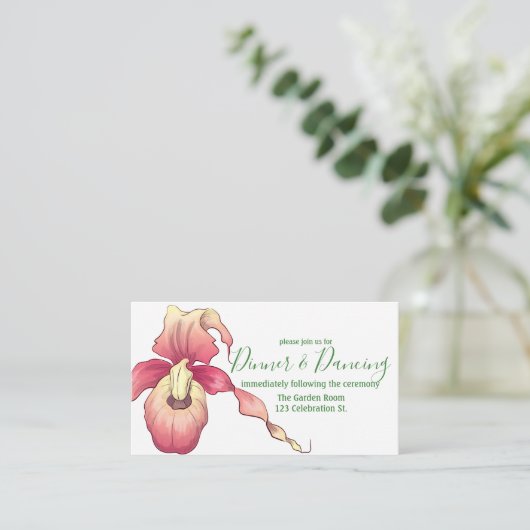 Pink Lady Slipper Orchid Empfang Begleitkarte (Stehend Vorderseite)