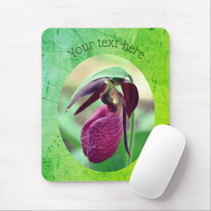 Pink Lady Slipper Orchid Flower Personalized Mousepad