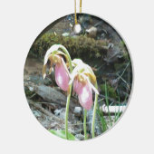 Pink Lady Slipper Orchid Keramikornament (Links)