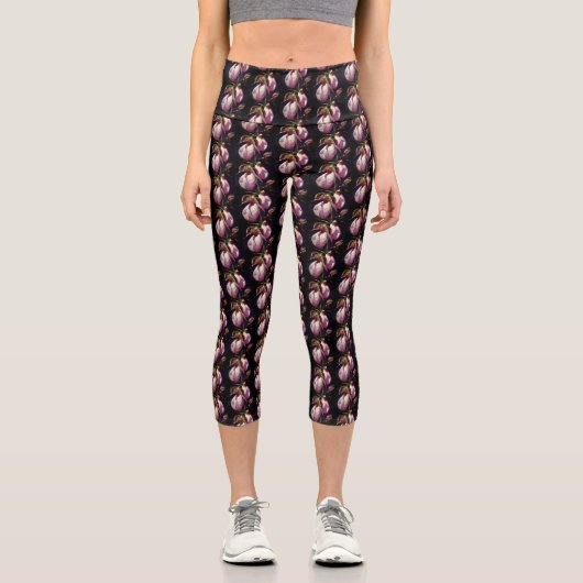 Pink Lady Slipper Orchid Pair Blume Natur Capri Leggings (Vorderseite)