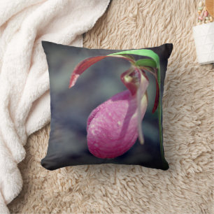 Pink Lady Slipper Orchid Raindrop Kissen