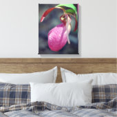 Pink Lady Slipper Orchid Raindrop Leinwanddruck (Insitu (Schlafzimmer))