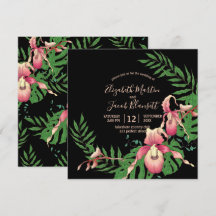 Pink Lady Slipper Orchid Wreath auf Black Wedding