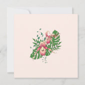Pink Lady Slipper Orchid Wreath Peach Wedding Einladung (Rückseite)