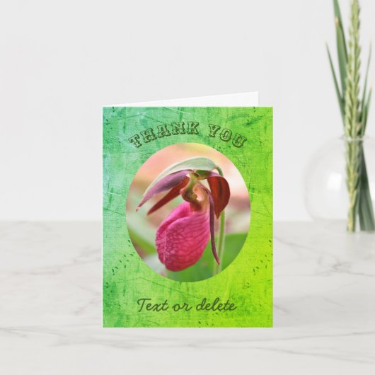 Pink Lady Slipper Personalisiert Danke Karte (Vorderseite)