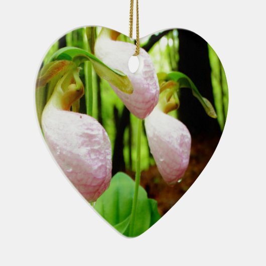 Pink Lady Slipper Wild Orchid Keramik Ornament (Rechts)