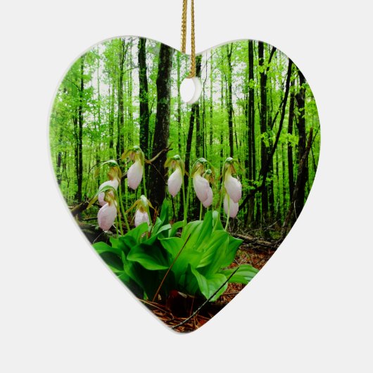 Pink Lady Slipper Wild Orchid Keramikornament (Rechts)