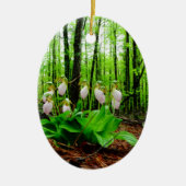 Pink Lady Slipper Wild Orchid Keramikornament (Vorne)