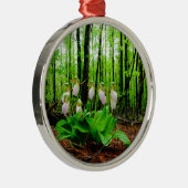 Pink Lady Slipper Wild Orchid Ornament Aus Metall (Rechts)