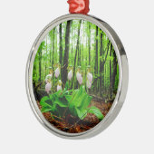 Pink Lady Slipper Wild Orchid Ornament Aus Metall (Links)