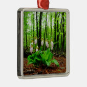 Pink Lady Slipper Wild Orchid Ornament Aus Metall (Rechts)