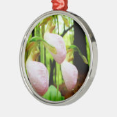 Pink Lady Slipper Wild Orchid Silbernes Ornament (Links)