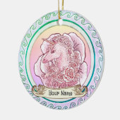 Pink Lady Unicorn Keramik Ornament (Links)