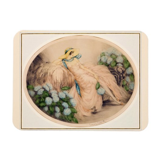 Pink Lady von Louis Icart Magnet (Horizontal)