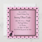 Pink Ladybug 16 . Geburtstag Geburtstagsparty Einladung (Rückseite)