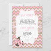 Pink Ladybug Baby Sprinkle, Mädchen Babydusche Einladung (Vorderseite)