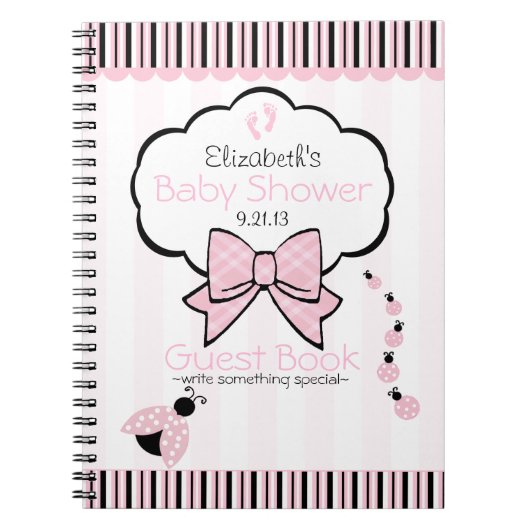 Pink Ladybug Babydusche Gästebuch- Notizblock (Vorderseite)