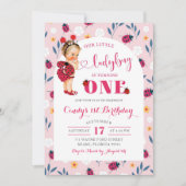 Pink Ladybug Blonde Girl Einladung zum Geburtstag (Vorderseite)