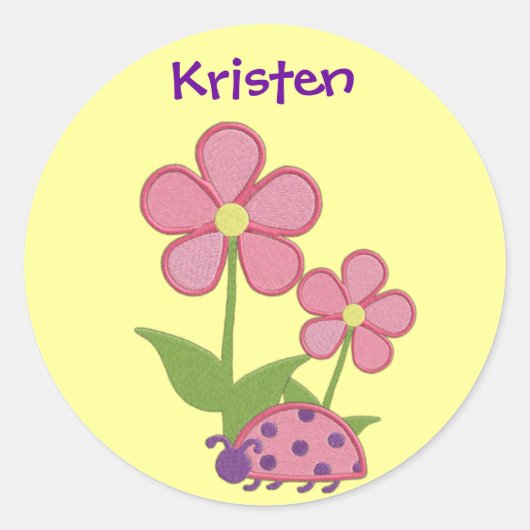 Pink Ladybug Blume Sticker (Vorderseite)