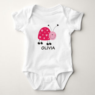 Pink Ladybug Bodysuit Baby Strampler