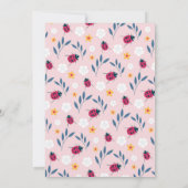 Pink Ladybug Braun Mädchen Erstgeburt Einladung (Rückseite)