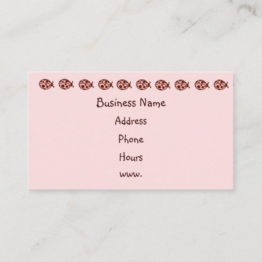 Pink Ladybug Business Cards Visitenkarte (Rückseite)