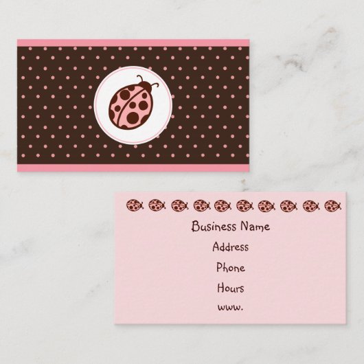 Pink Ladybug Business Cards Visitenkarte (Vorne/Hinten)