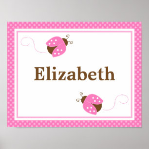 Pink Ladybug Dos Personalisierter Name Wall Art Poster