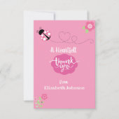 Pink Ladybug Flat Danke Karte (Vorderseite)