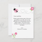 Pink Ladybug Flat Danke Karte (Rückseite)