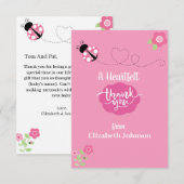 Pink Ladybug Flat Danke Karte (Vorne/Hinten)