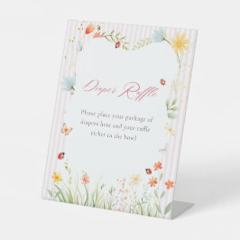 Pink Ladybug Floral Garden Diaper Raffle Sockelschild