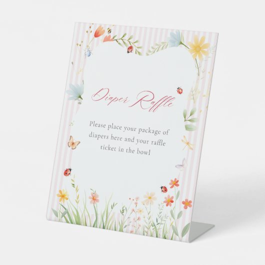 Pink Ladybug Floral Garden Diaper Raffle Sockelschild (Vorderseite)