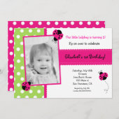 Pink Ladybug Foto Einladungen zur BIrthday Party (Vorne/Hinten)