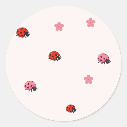 Pink Ladybug Garden Pattern Sticker (Vorderseite)