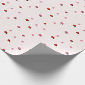 Pink Ladybug Garden Pattern Wrapping Paper Geschenkpapier (Ecke)