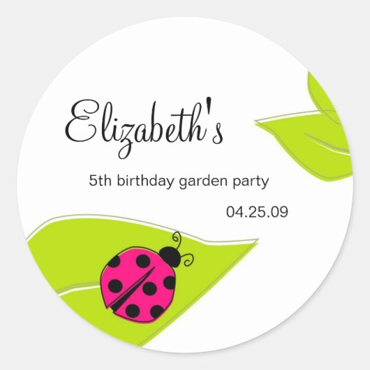 Pink Ladybug Gefallen Stickers (Vorderseite)