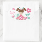 Pink Ladybug Girl Kindergeburtstag Party Ovaler Aufkleber (Tasche)