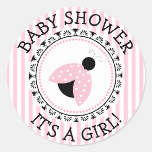 Pink Ladybug Girl Shower Stickers
