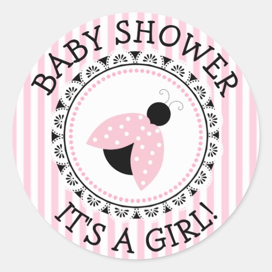 Pink Ladybug Girl Shower Stickers (Vorderseite)