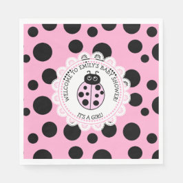Pink Ladybug Girl's Baby Shower Serviette