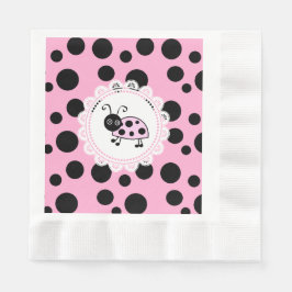 Pink Ladybug Girl's Baby Shower Serviette