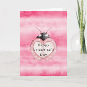 Pink Ladybug Heart Valentine's Day Karte (Vorderseite)