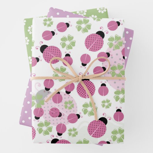 Pink Ladybug Matching Patterns Geschenkpapier Set (Beispiel)