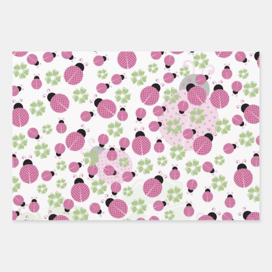 Pink Ladybug Matching Patterns Geschenkpapier Set (Vorderseite)