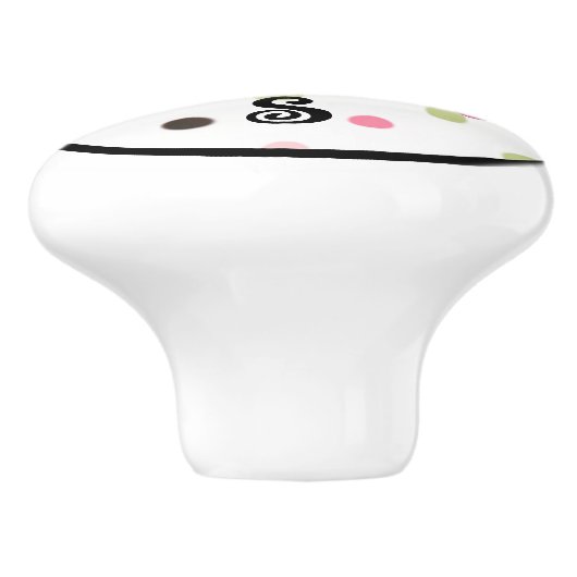 Pink Ladybug Monogram Keramikknauf (Seitenansicht)