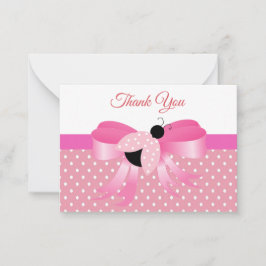 Pink Ladybug on Pink Ribbon Vielen Dank Mitteilungskarte